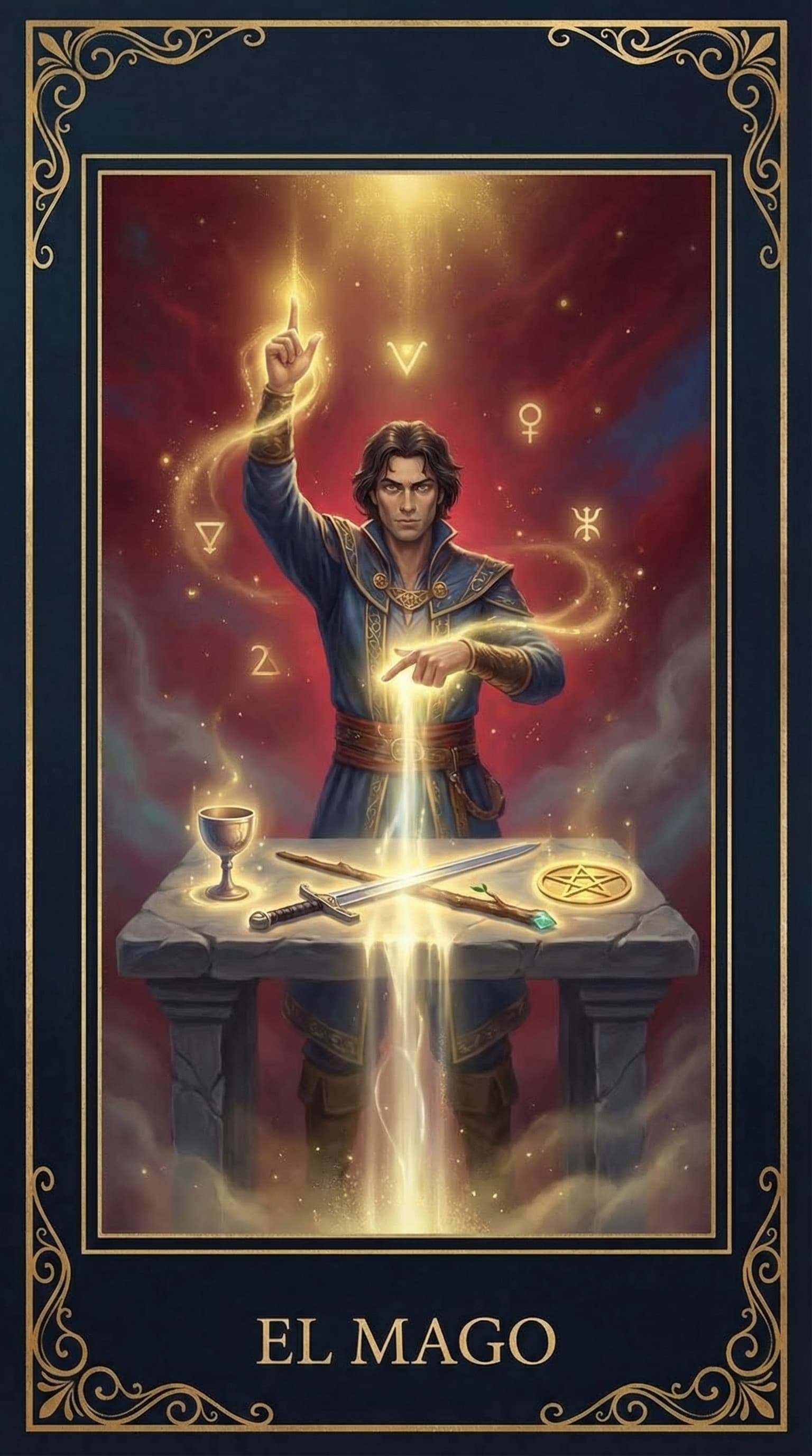 Arcano Mayor del tarot flotando en el éter místico