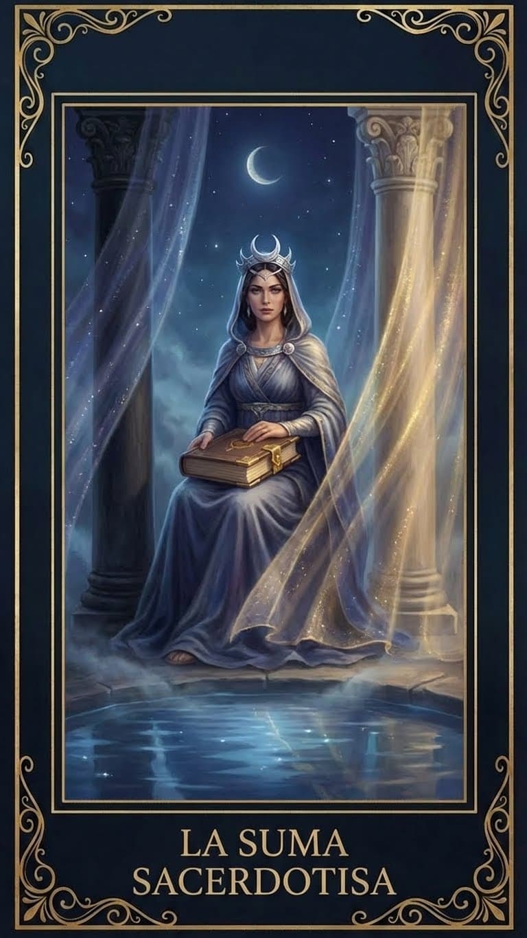 Arcano Mayor del tarot flotando en el éter místico